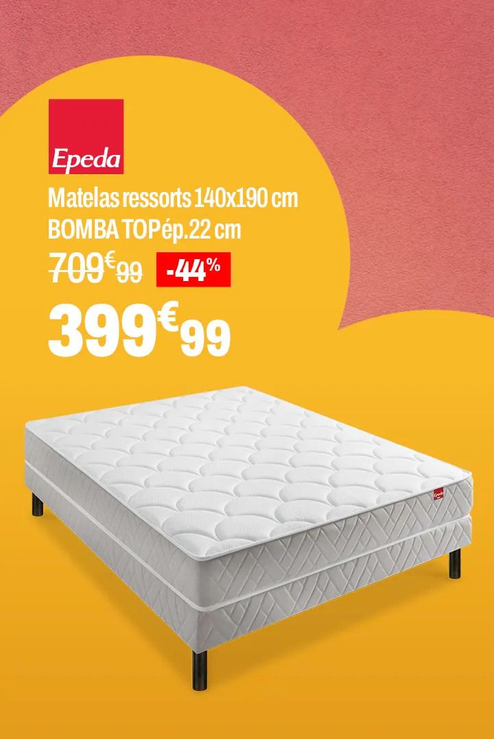 EPEDA Matelas ressorts 140x190 cm BOMBA TOP ép.22 cm
