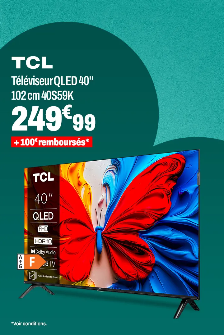  Téléviseur QLED 40'' 102 cm TCL 40S59K