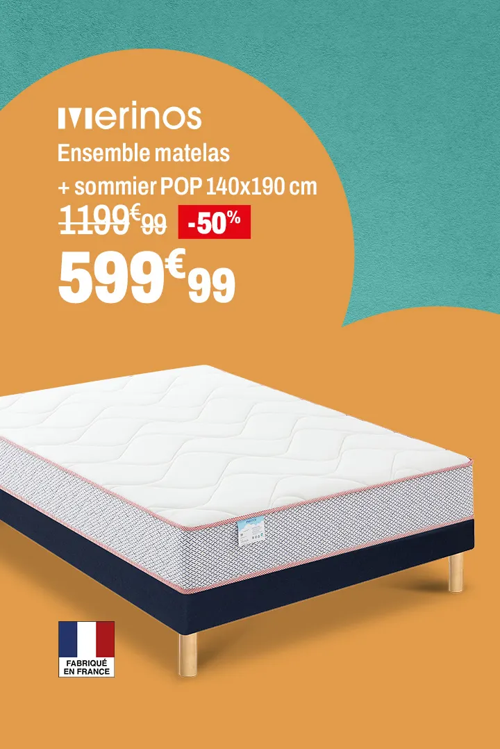 MERINOS Ensemble matelas + sommier POP 140x190 cm