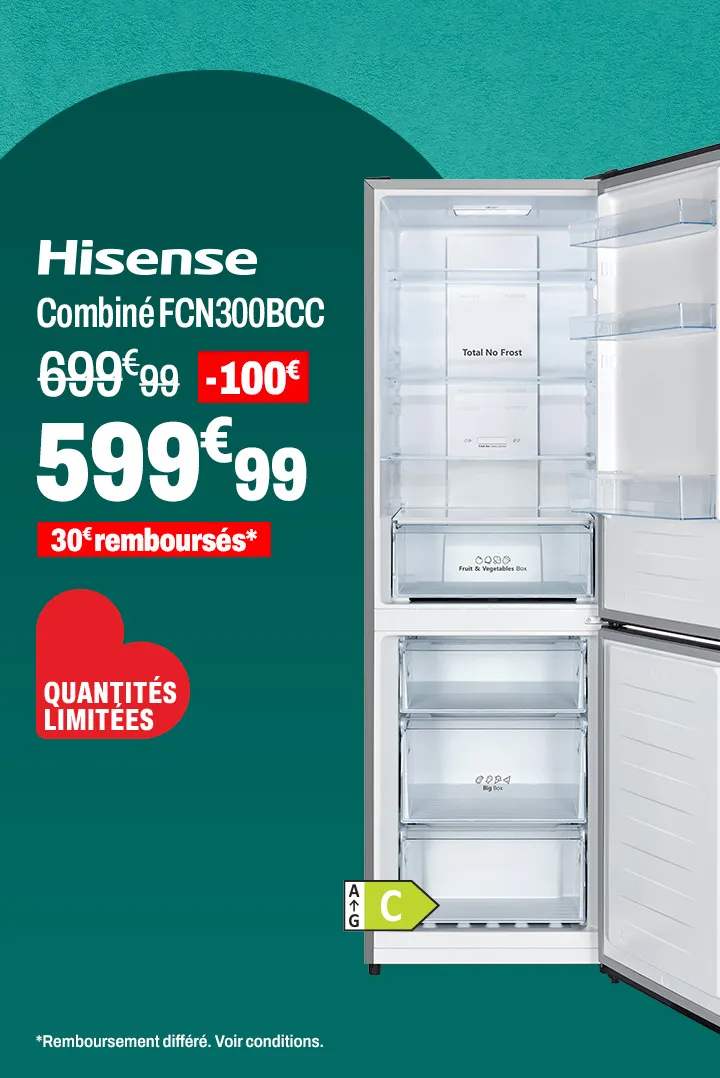  Combiné HISENSE FCN300BCC 304L Inox
