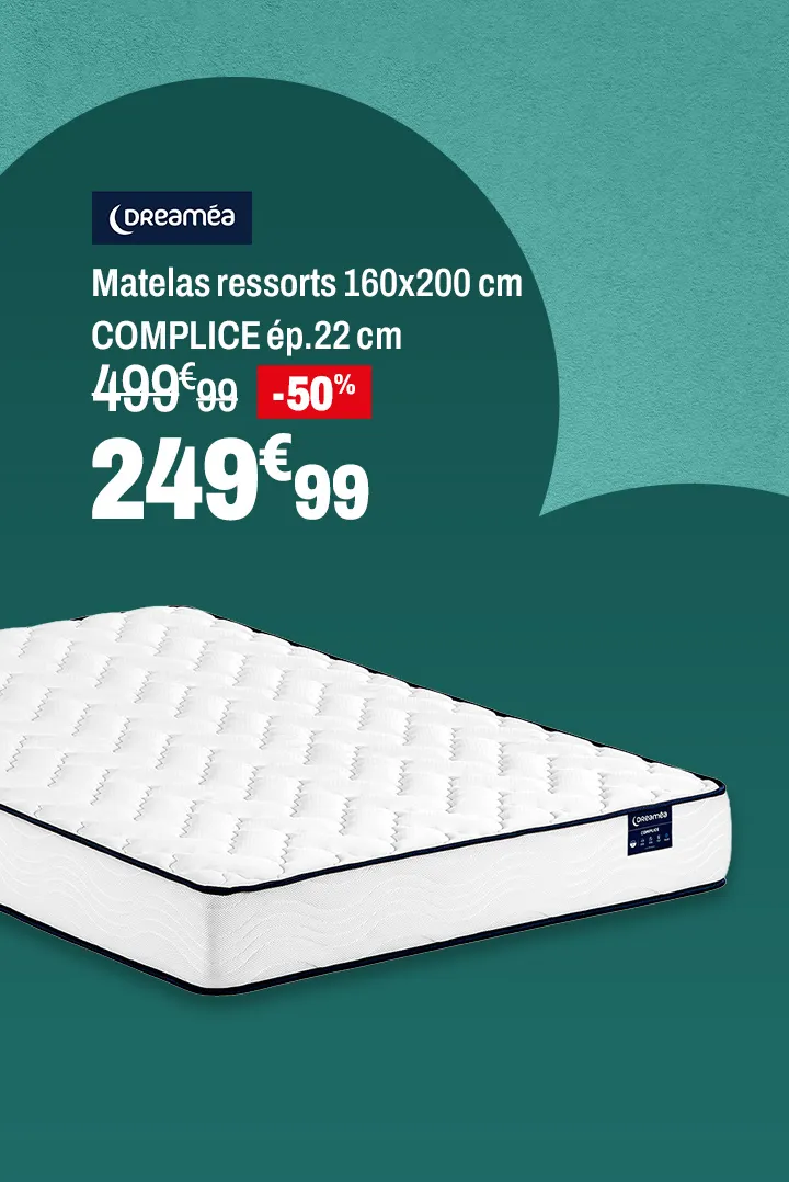 DREAMEA Matelas ressorts 160x200 cm COMPLICE ép.22 cm