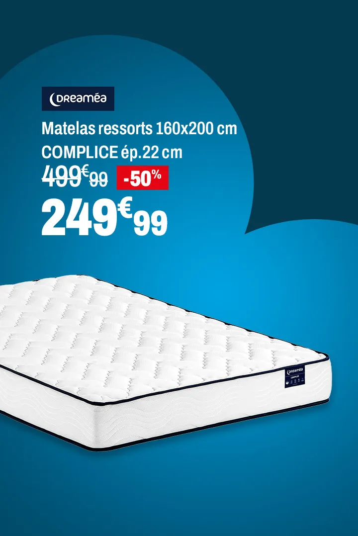 DREAMEA Matelas ressorts 160x200 cm COMPLICE ép.22 cm