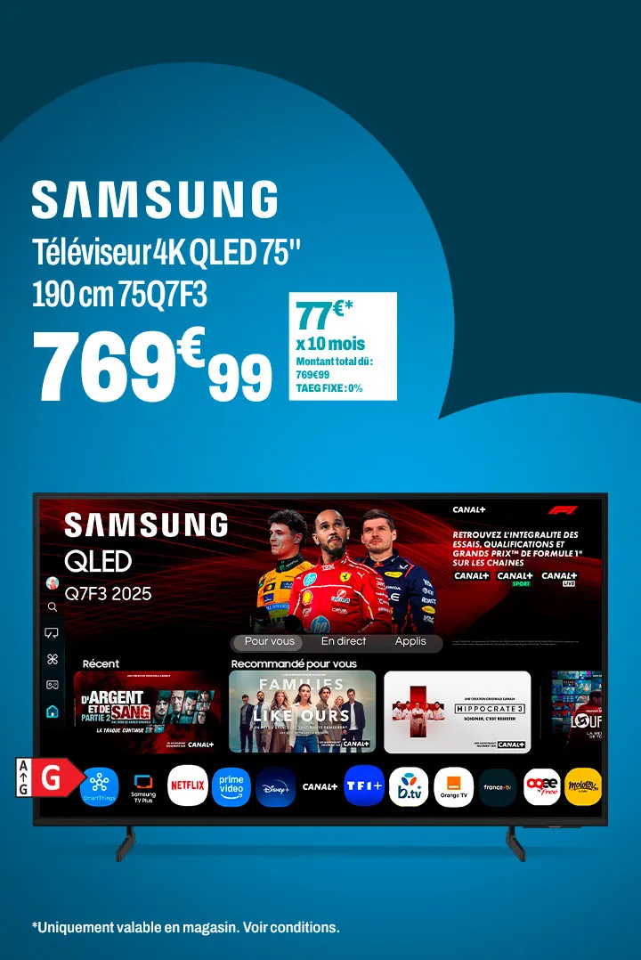 SAMSUNG Téléviseur 4K QLED 75'' 190 cm 75Q7F3