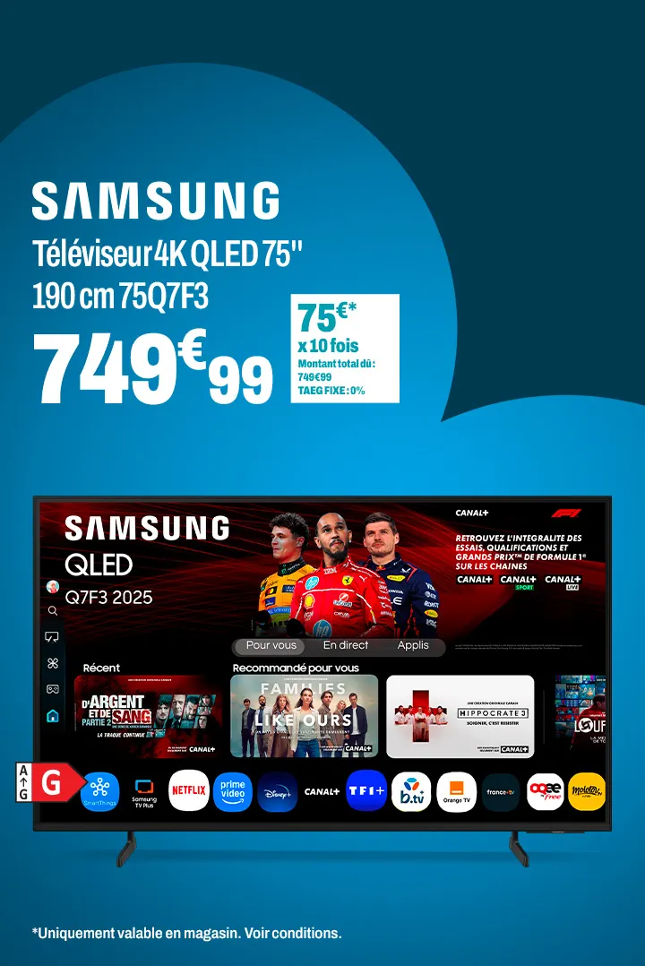 SAMSUNG Téléviseur 4K QLED 75'' 190 cm 75Q7F3